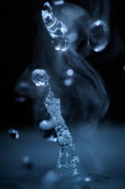 Kaynayan su süreci, nemlendiriciden fışkıran bir su akıntısı ya da yakınlaştırılmış bir dağıtıcı..