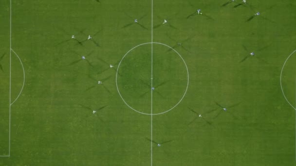 Futbol Sahasındaki Oyuncuları Yukarıdan Izle — Stok video