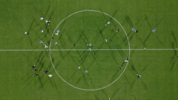 Beobachten Sie Spieler Aktion Auf Einem Fußballplatz Von Oben — Stockvideo