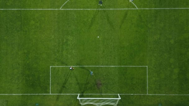 Una Visione Drone Campo Calcio Durante Una Partita Calcio Nel — Video Stock