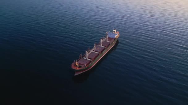 一艘大型散装货船优雅地在庞大的水面上滑行 展示着它的体积和力量 — 图库视频影像