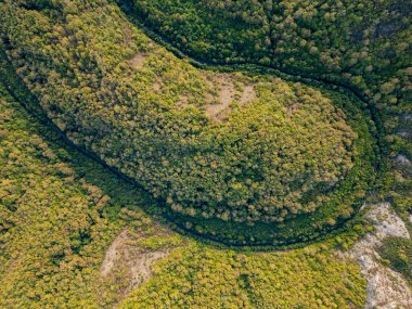 Bulgaristan 'ın Strandzha Ulusal Parkı' ndaki kayalık uçurumlar ve Veleka nehrinin üzerinde uçan büyüleyici bir hava aracı manzarası doğanın dokunulmamış güzelliğini yakalıyor..