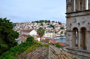 Hırvatistan 'ın eski Hvar kasabası. Hvar Adası