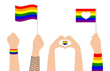 Pride day hanhs, varied bright set, vector illustration