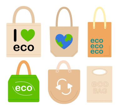 Set of bags with bag and shopping icons