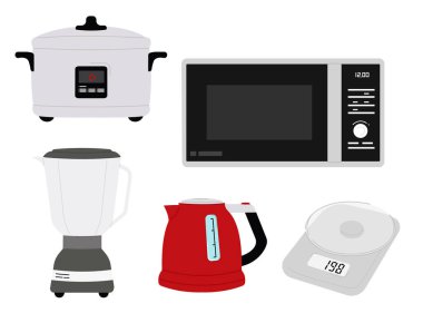 Set of kitchen appliances and blender icons. vector illustration of food and appliance