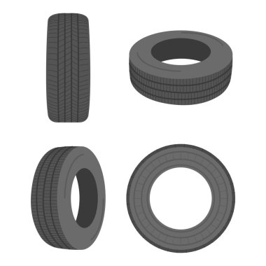 Tires for cars, various positions, vector illustration