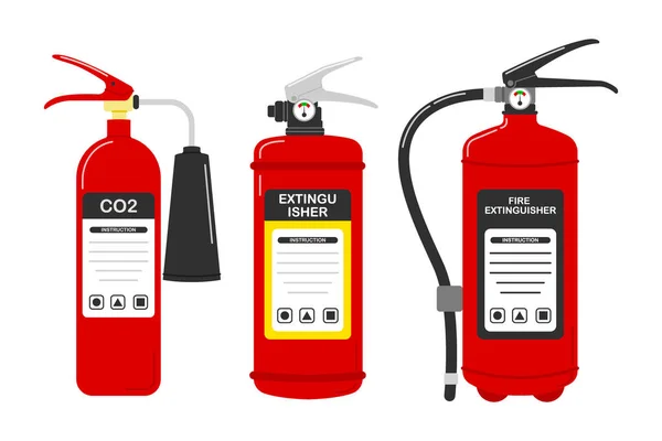 Vários Extintores Incêndio Ilustração Vetorial — Vetor de Stock