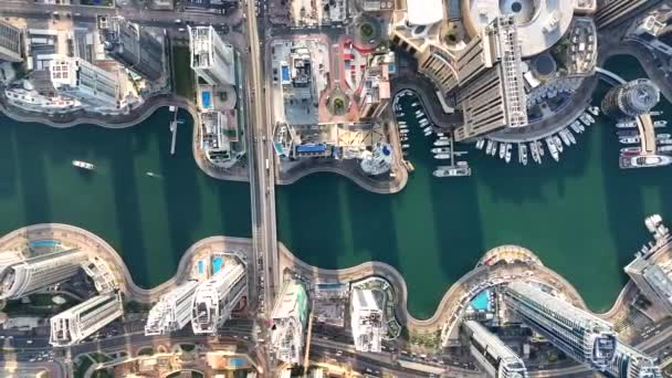 Aerial View Dubai Marina Dubai Marina Affluent Residential Neighborhood Known — Stock Video