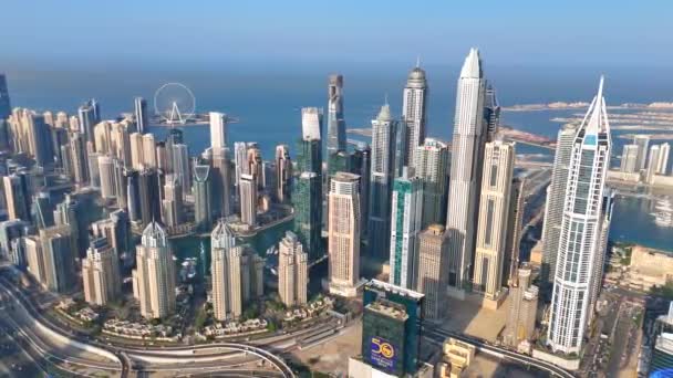 Vista Aérea Dubai Marina Dubai Marina Barrio Residencial Afluente Conocido — Vídeos de Stock