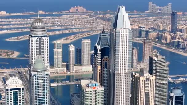 Luchtfoto Van Dubai Marina Dubai Marina Een Welvarende Woonwijk Bekend — Stockvideo