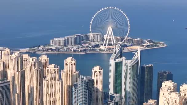 Vista Aérea Dubai Marina Dubai Marina Barrio Residencial Afluente Conocido — Vídeos de Stock
