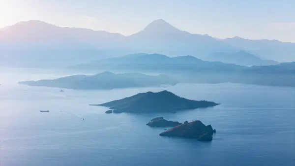 Fethiye 'deki adaların hava görüntüsü - Trkiye.