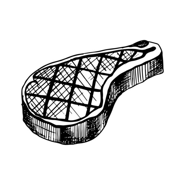 Hand drawn illustration of a meat steak
