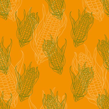 Sarı arka planda izole edilmiş el yapımı mısırın kusursuz deseni