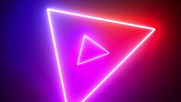 Abstrakte Nahtlose Rotierende Neon Animation Gradient Leuchtenden Neon Dreiecke Erhöht — Stockvideo