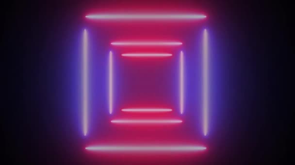 Abstrakt Sömlös Loopas Pulserande Neon Animation Neonstrålar Visas Mystiskt Komplettera — Stockvideo