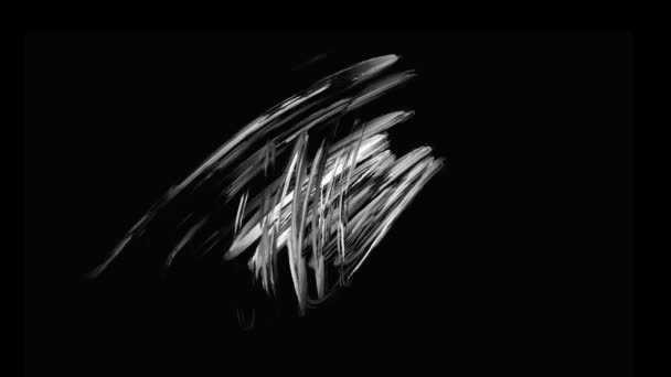 Abstract Black Screen Hand Drawing Hard Brush Strokes White Background — Wideo stockowe