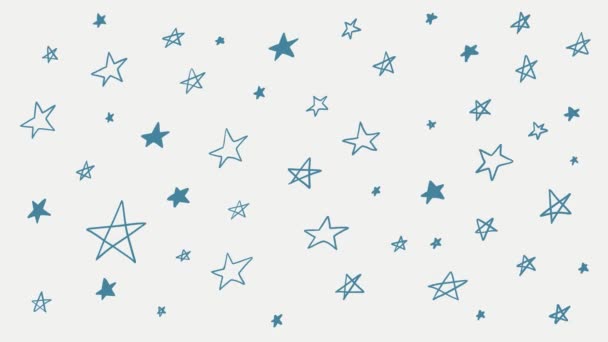 Flickering Luz Para Fundo Escuro Com Estrelas Azuis Desenhadas Mão — Vídeo de Stock