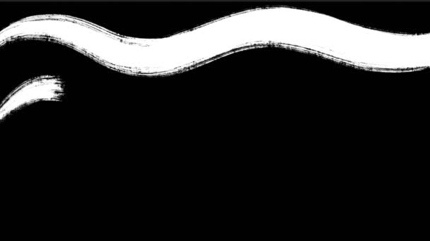 Pantalla Negra Abstracta Dibujando Mano Líneas Pincel Movimientos Onda Superposición — Vídeos de Stock