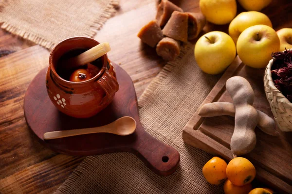 stock image Ponche de Frutas. In Mexico, Christmas fruit punch is a hot fruit-infused drink, traditionally consumed in the December season during posadas and Christmas Eve.