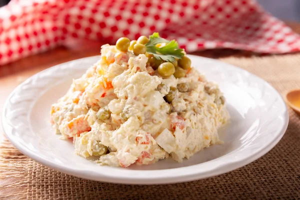 Russian Salad Also Known Olivier Salad Very Popular Dish Several — Stock Photo, Image