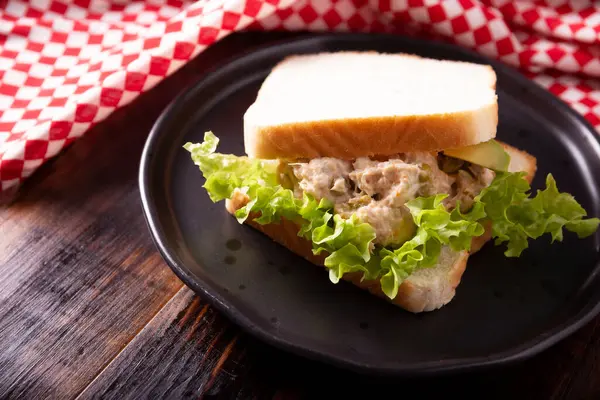 Tuna salad sandwich. It is a quick, simple and nutritious recipe, Healthy food, delicious snack very popular in many countries.