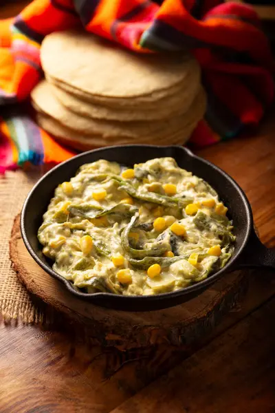 Rajas Con Crema Very Popular Dish Mexico Consists Strips Poblano Royalty Free Stock Images