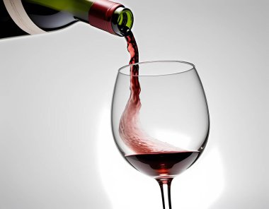 Beyaz arkaplandan örnek almak için cam şarap hırsızına yakın plan. Üretici yapay zeka