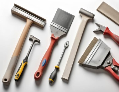 Çeşitli alçılama aletleri seti. Üretici yapay zeka