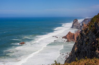 Cabo de Roca, Portekiz. Atlantik Kıyısı, Cabo da Roca, Avrupa kıtasının en batı noktası.