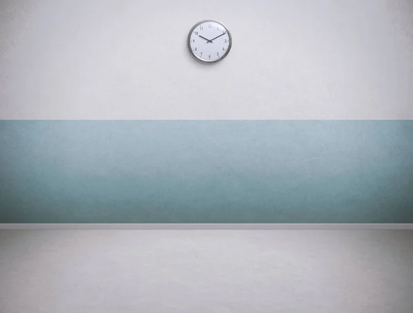 Pusty Pokój Biurowy Ściany Tłem Zegara — Zdjęcie stockowe