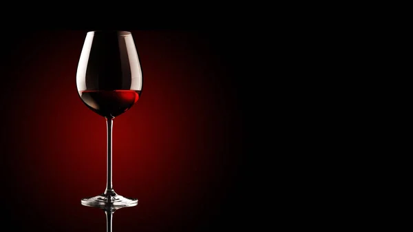 暗い背景に赤ワイングラス 優れたワインテイスティング体験のコンセプト コピースペースのバナー — ストック写真
