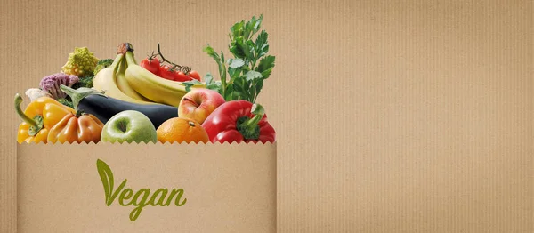 Vegan Online Shop Fresh Organic Vegetables Bag Healthy Food Retail — Stock Photo, Image