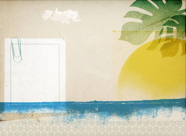 Summer Beach Vacations Vintage Collage Artwork Blank Card — Zdjęcie stockowe