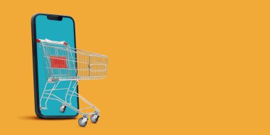 Akıllı telefon ekranından alışveriş arabası geliyor: online alışveriş uygulaması