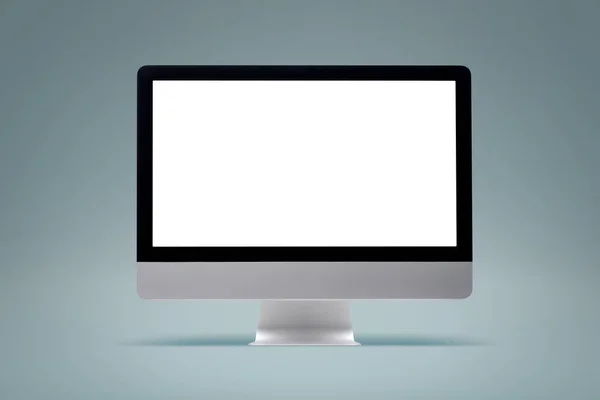 白いブランクスクリーン インターネットと技術の概念を持つコンピュータ — ストック写真