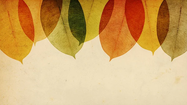 紙にカラフルな秋の葉 ヴィンテージスタイルの背景 — ストック写真