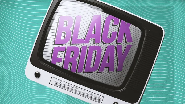 Black Friday Vânzare Ecran Epocă Cumpărături Reduceri Concept — Fotografie, imagine de stoc