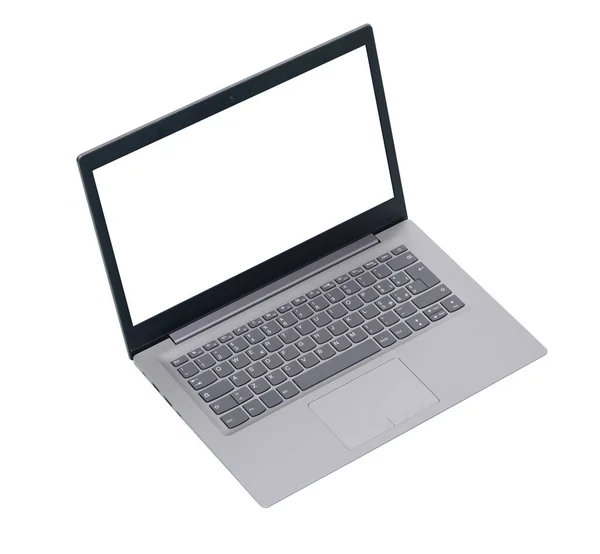 Laptop Metálico Cinza Com Tela Branco Computadores Conceito Tecnologia — Fotografia de Stock