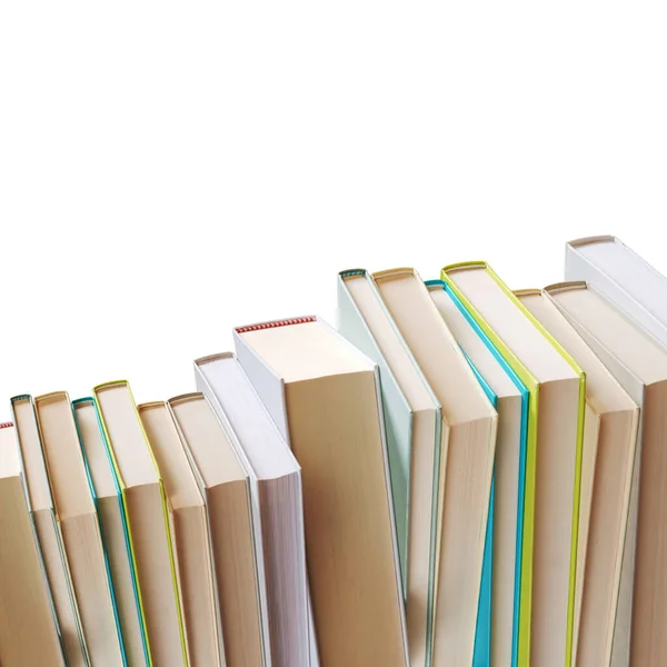 Muitos Livros Dispostos Linha Criatividade Conceito Aprendizagem — Fotografia de Stock