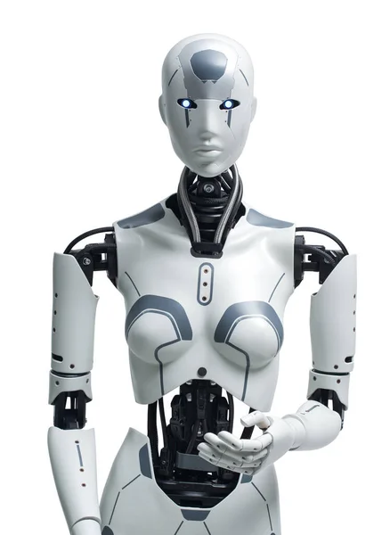 Ανθρωποειδές Ρομπότ Που Κοιτάζει Κάμερα Τεχνολογία Και Αυτοματοποίηση Έννοια — Φωτογραφία Αρχείου