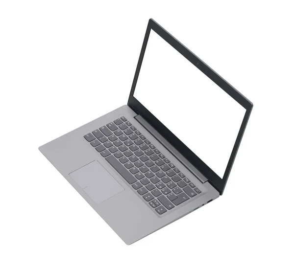 灰色金属笔记本电脑 带空白屏幕 计算机和技术概念 — 图库照片