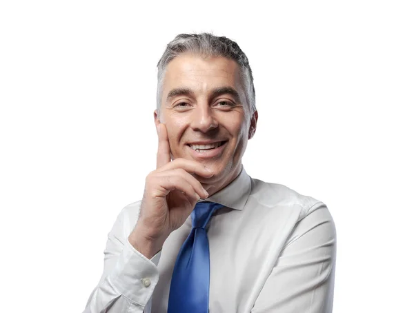 Confident Mature Business Executive Posing Smiling Camera — Stock Photo, Image