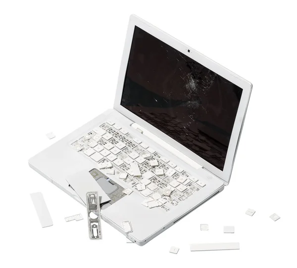 Rozbité Plastové Laptopy Frustrace Zuřivost Přepráce — Stock fotografie