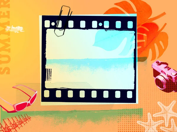 Retro Summer Vacations Poster Film Strip Copy Space — Zdjęcie stockowe