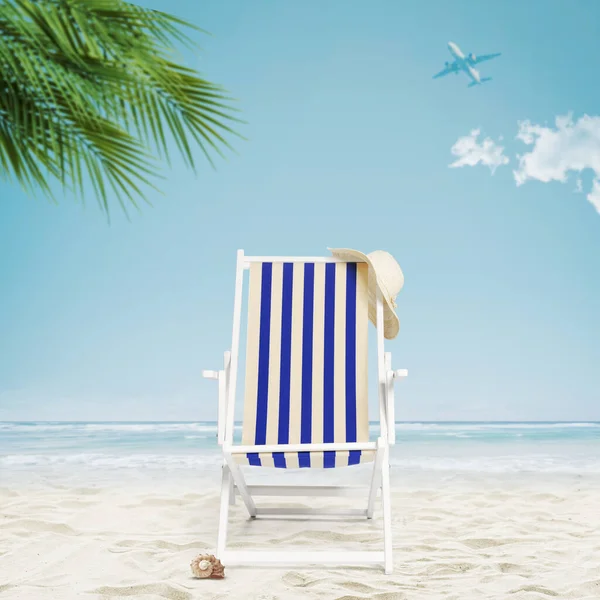 Krzesełko Tropikalnej Plaży Koncepcja Wakacji Letnich — Zdjęcie stockowe