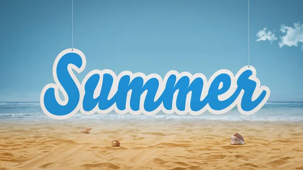 ビーチでの夏の看板 旅行や夏休みのコンセプト — ストック写真