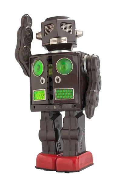Смешной Винтажный Жестяной Робот Механическими Руками Творческая Винтажная Концепция Игрушек — стоковое фото