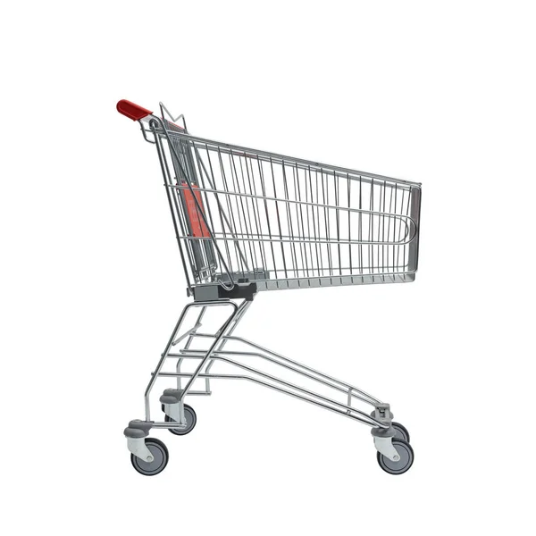 Empty Small Supermarket Shopping Cart Grocery Shopping Retail Concept — Stock Photo, Image